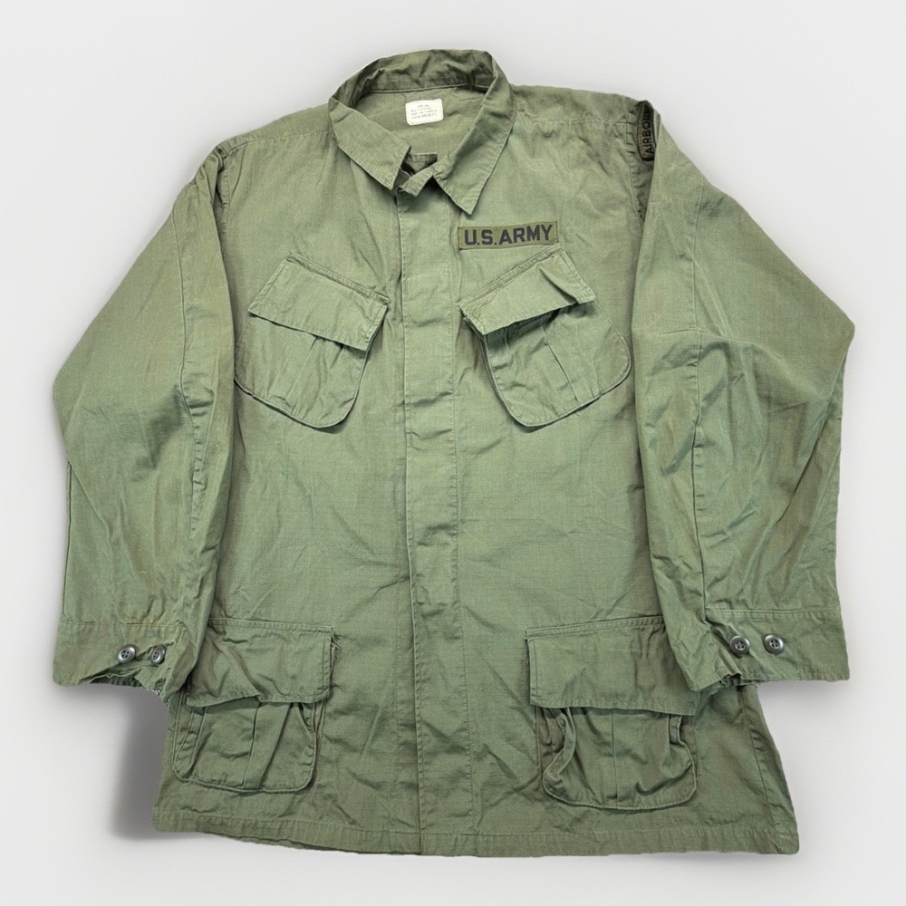 Vietnam 60s OG 107 Jungle Jacket Tropical Poplin Slant Pocket RipStop Large Long